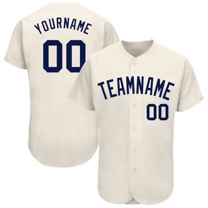 Custom Cream Navy Authentic Baseball Jersey - Sky-Custom