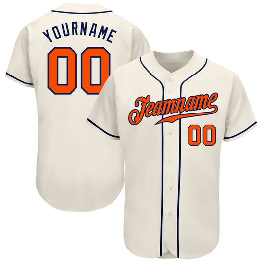 Custom Cream Orange-Navy Authentic Baseball Jersey - Sky-Custom