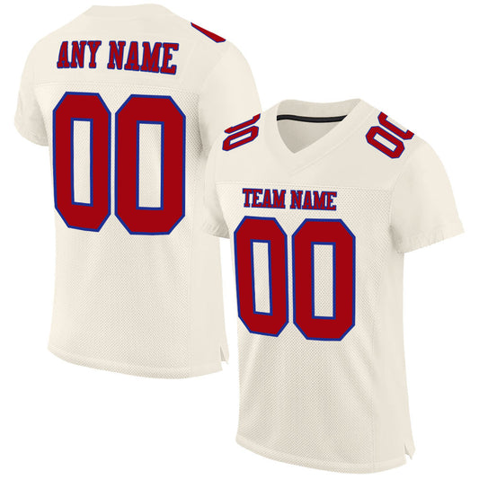 Custom Cream Red-Royal Mesh Authentic Football Jersey - Sky-Custom
