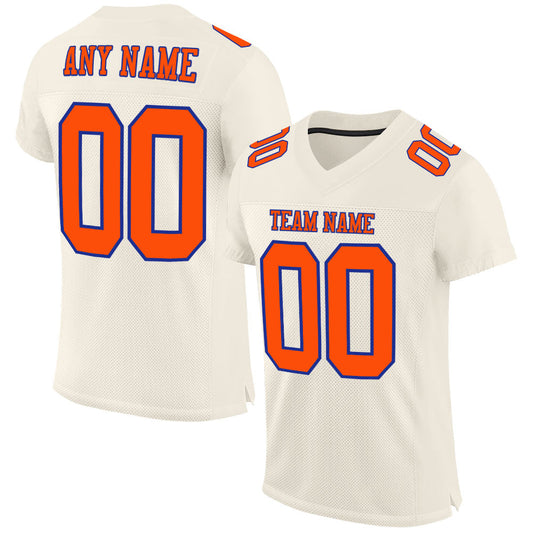Custom Cream Orange-Royal Mesh Authentic Football Jersey - Sky-Custom