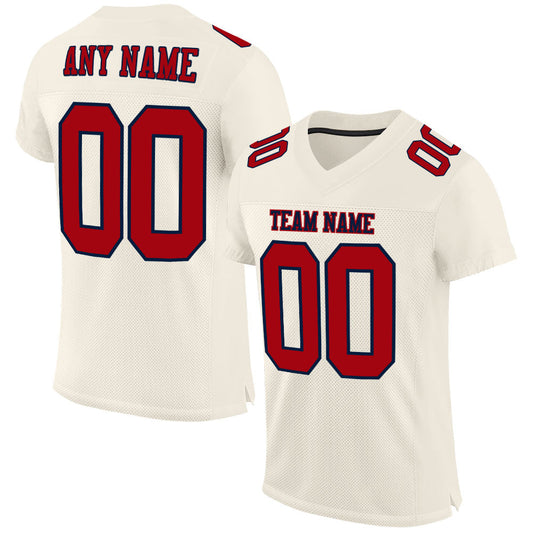 Custom Cream Red-Navy Mesh Authentic Football Jersey - Sky-Custom