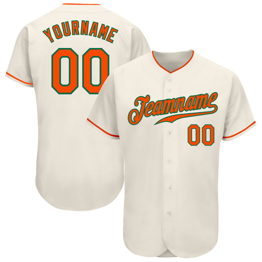 Custom Cream Orange-Kelly Green Authentic Baseball Jersey - Sky-Custom
