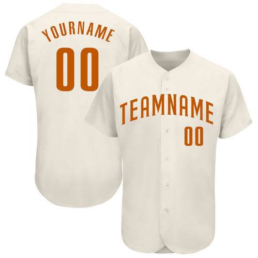Custom Cream Texas Orange Authentic Baseball Jersey - Sky-Custom