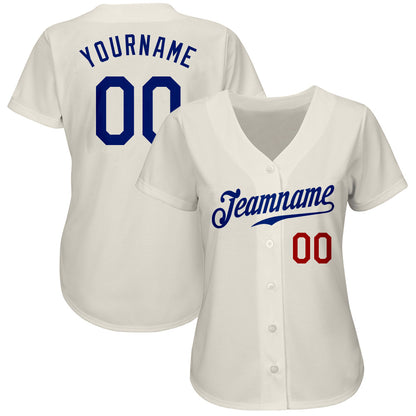 Custom Cream Royal-Red Authentic Baseball Jersey - Sky-Custom