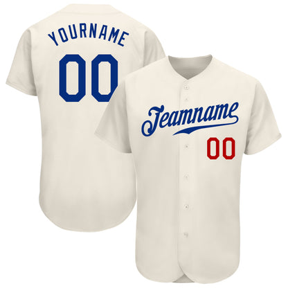 Custom Cream Royal-Red Authentic Baseball Jersey - Sky-Custom