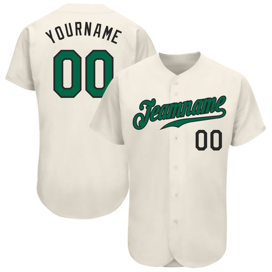 Custom Cream Kelly Green-Black Authentic Baseball Jersey - Sky-Custom