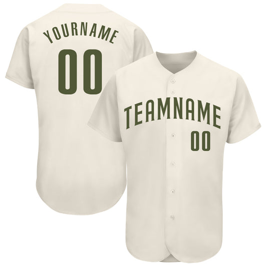 Custom Cream Olive Authentic Baseball Jersey - Sky-Custom