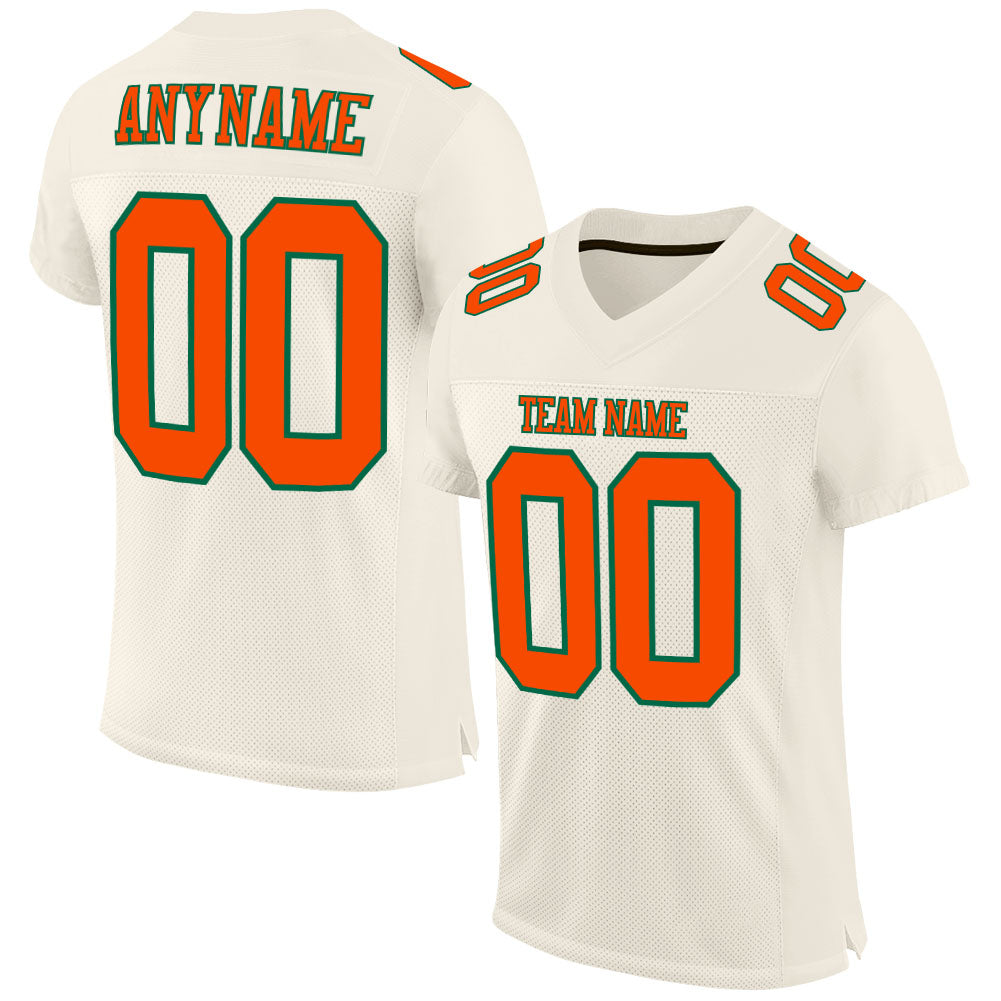 Custom Cream Orange-Kelly Green Mesh Authentic Football Jersey - Sky-Custom