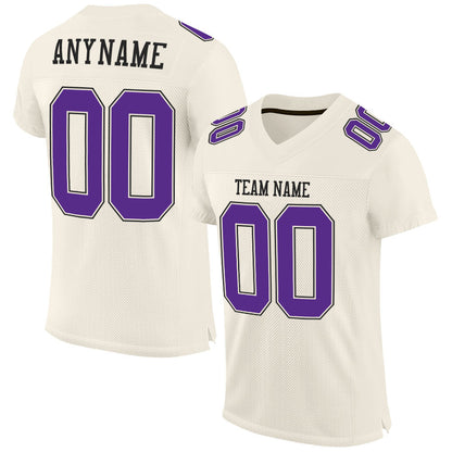 Custom Cream Purple-Black Mesh Authentic Football Jersey - Sky-Custom