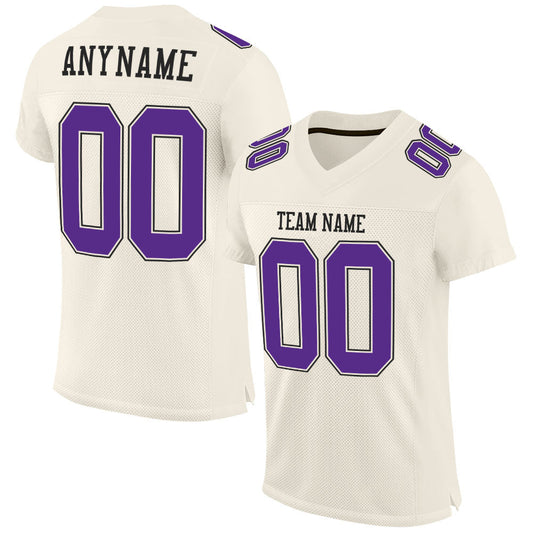 Custom Cream Purple-Black Mesh Authentic Football Jersey - Sky-Custom