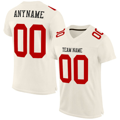 Custom Cream Red Mesh Authentic Football Jersey - Sky-Custom
