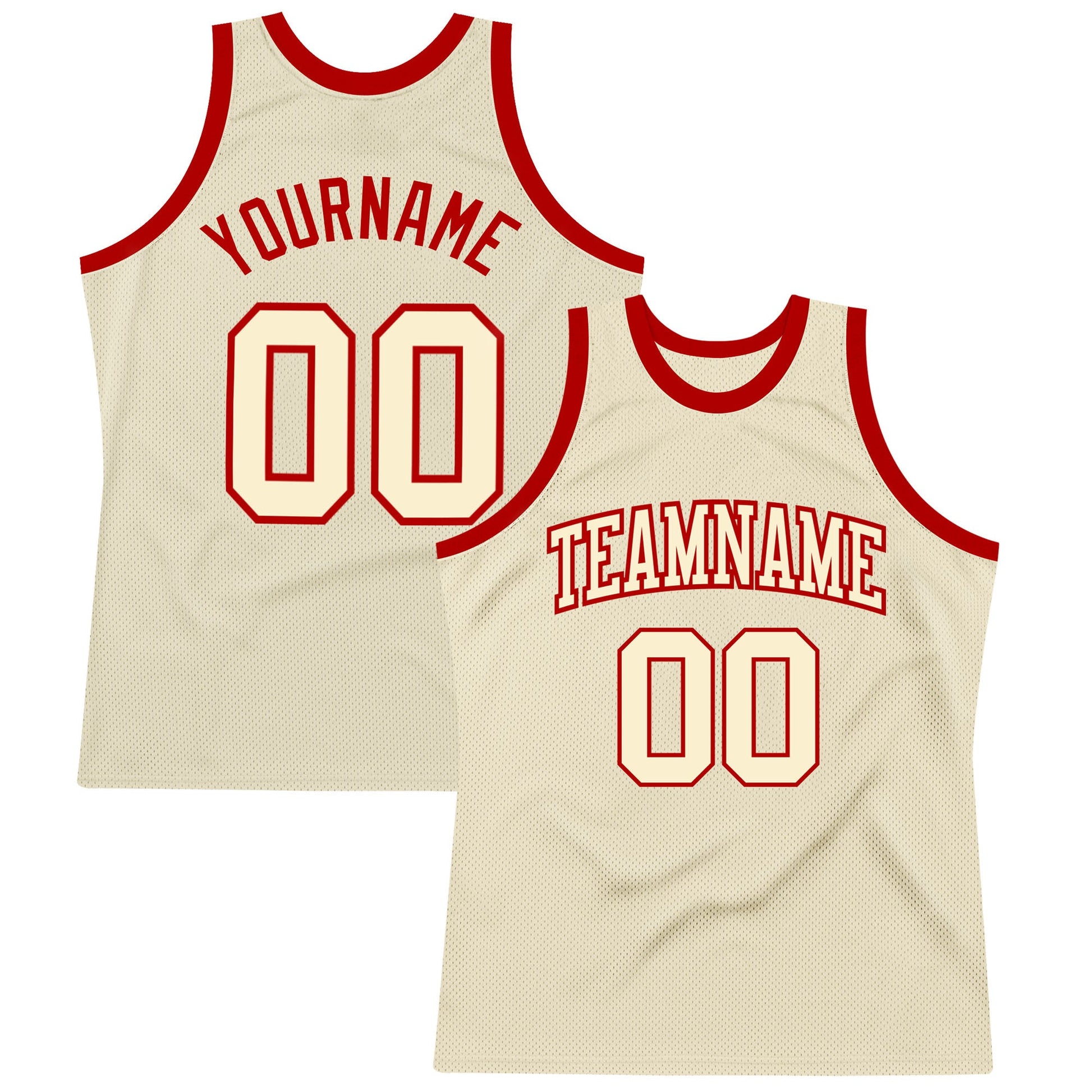 Custom Cream Cream-Red Authentic Throwback Basketball Jersey - Sky-Custom