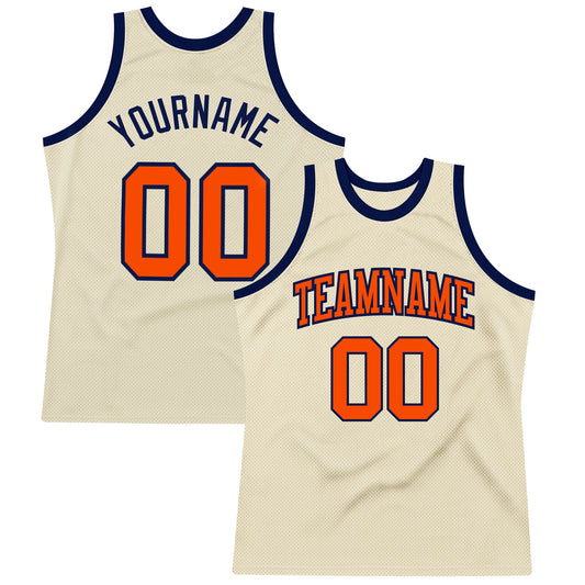 Custom Cream Orange-Navy Authentic Throwback Basketball Jersey - Sky-Custom