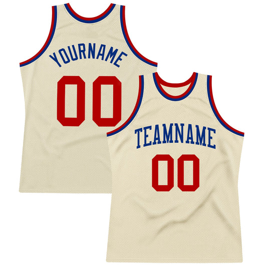 Custom Cream Red-Royal Authentic Throwback Basketball Jersey - Sky-Custom
