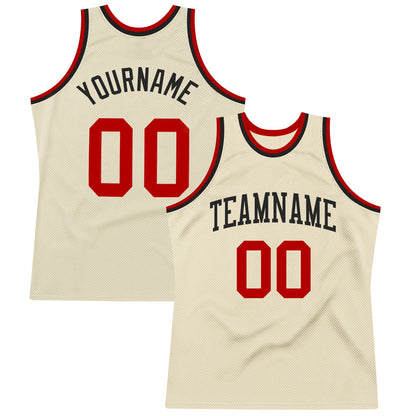 Custom Cream Red-Black Authentic Throwback Basketball Jersey - Sky-Custom