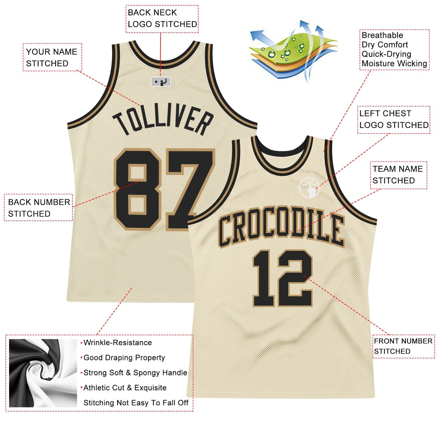 Custom Cream Black-Old Gold Authentic Throwback Basketball Jersey - Sky-Custom