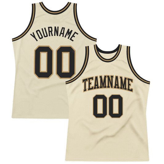 Custom Cream Black-Old Gold Authentic Throwback Basketball Jersey - Sky-Custom