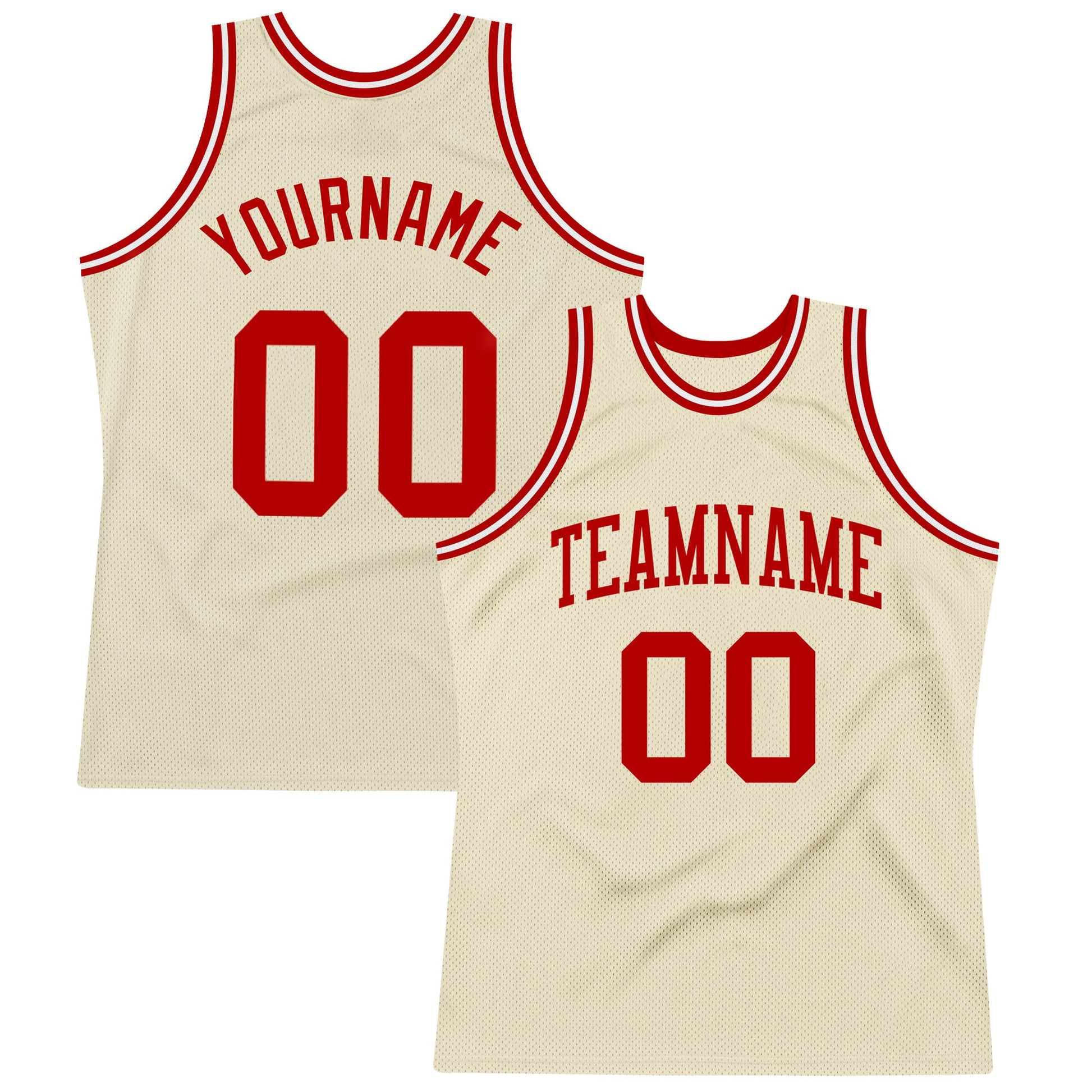 Custom Cream Red-White Authentic Throwback Basketball Jersey - Sky-Custom