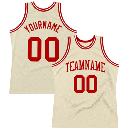 Custom Cream Red-White Authentic Throwback Basketball Jersey - Sky-Custom