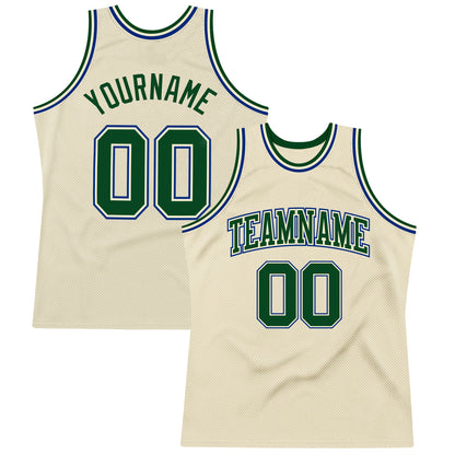 Custom Cream Green-Royal Authentic Throwback Basketball Jersey - Sky-Custom