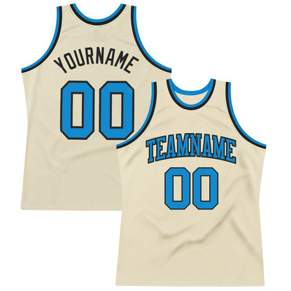 Custom Cream Blue-Black Authentic Throwback Basketball Jersey - Sky-Custom