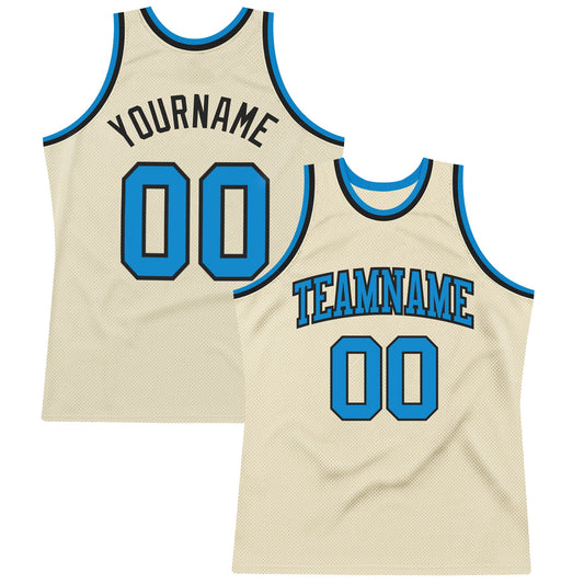 Custom Cream Blue-Black Authentic Throwback Basketball Jersey - Sky-Custom
