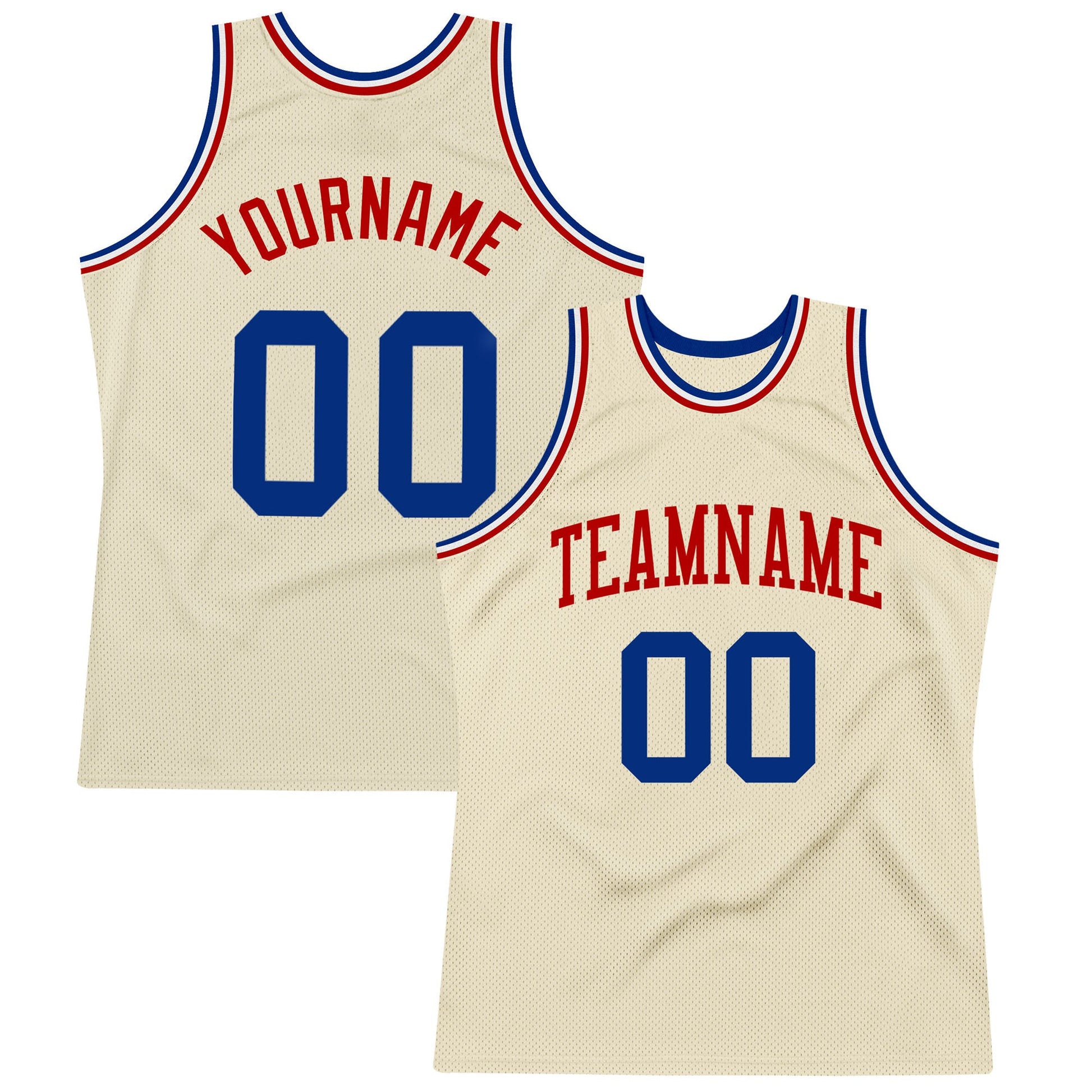 Custom Cream Royal-Red Authentic Throwback Basketball Jersey - Sky-Custom