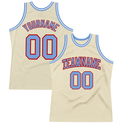 Custom Cream Light Blue-Red Authentic Throwback Basketball Jersey - Sky-Custom