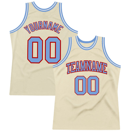 Custom Cream Light Blue-Red Authentic Throwback Basketball Jersey - Sky-Custom