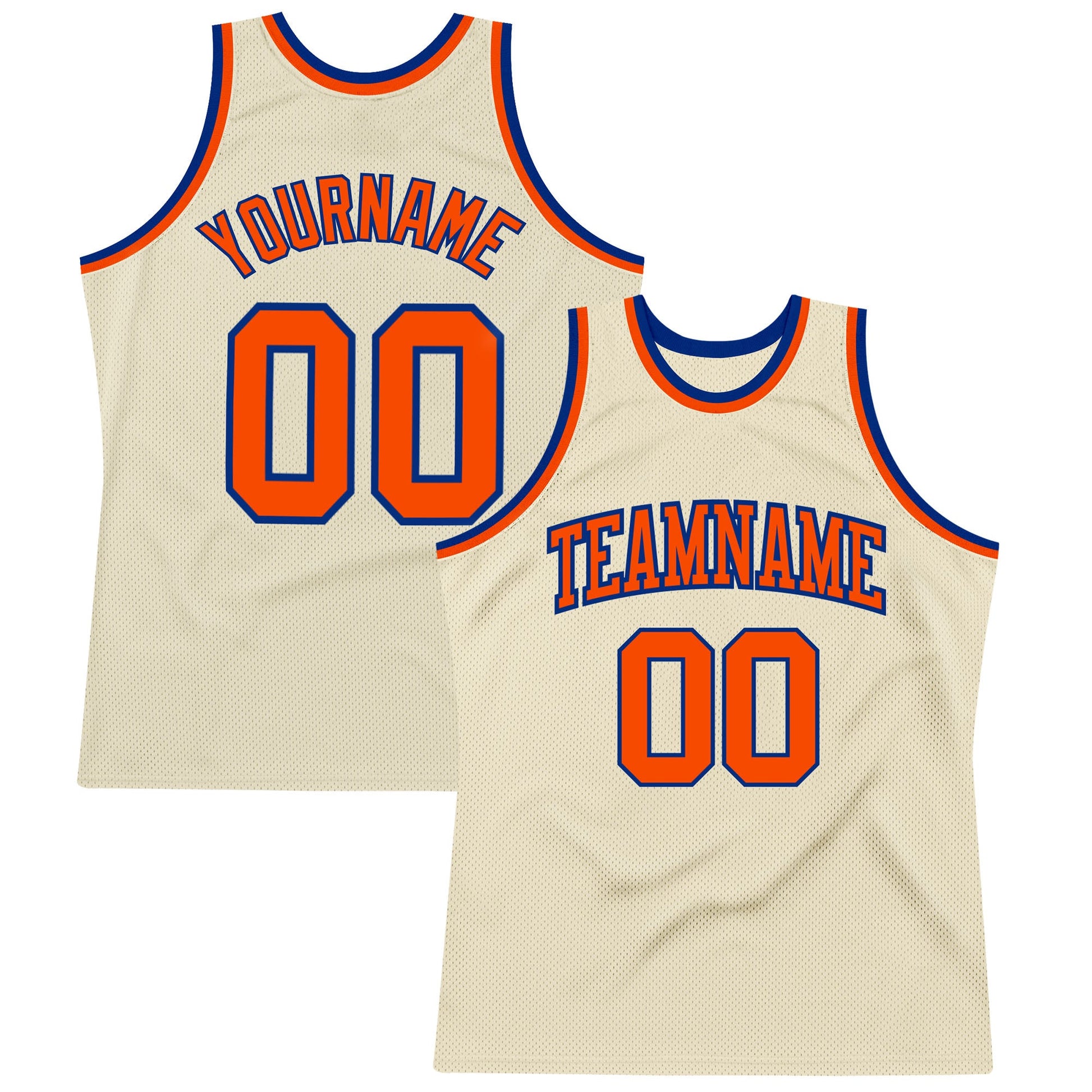 Custom Cream Orange-Royal Authentic Throwback Basketball Jersey - Sky-Custom