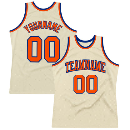Custom Cream Orange-Royal Authentic Throwback Basketball Jersey - Sky-Custom