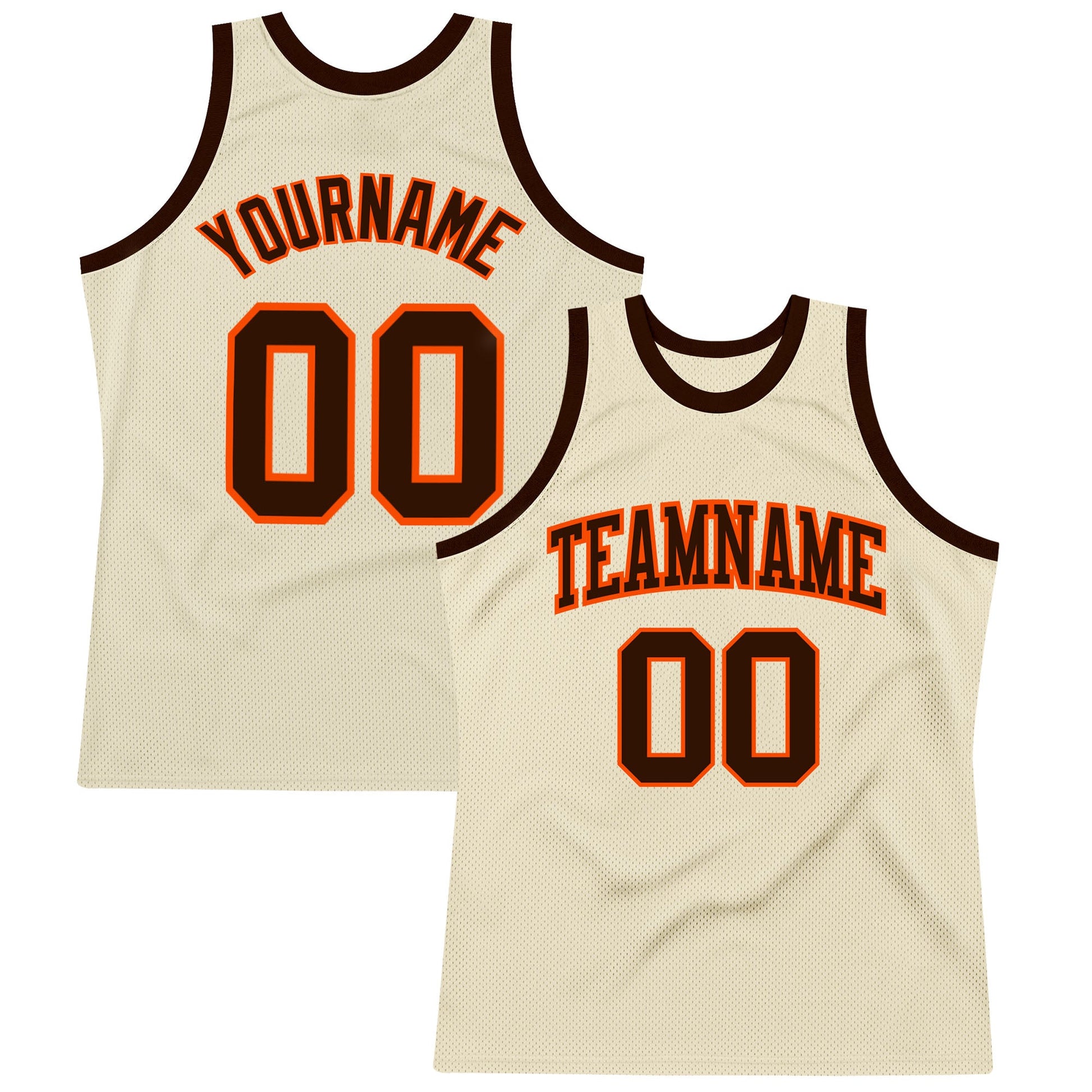 Custom Cream Brown-Orange Authentic Throwback Basketball Jersey - Sky-Custom