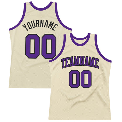 Custom Cream Purple-Black Authentic Throwback Basketball Jersey - Sky-Custom