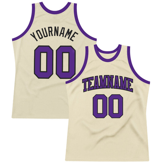 Custom Cream Purple-Black Authentic Throwback Basketball Jersey - Sky-Custom