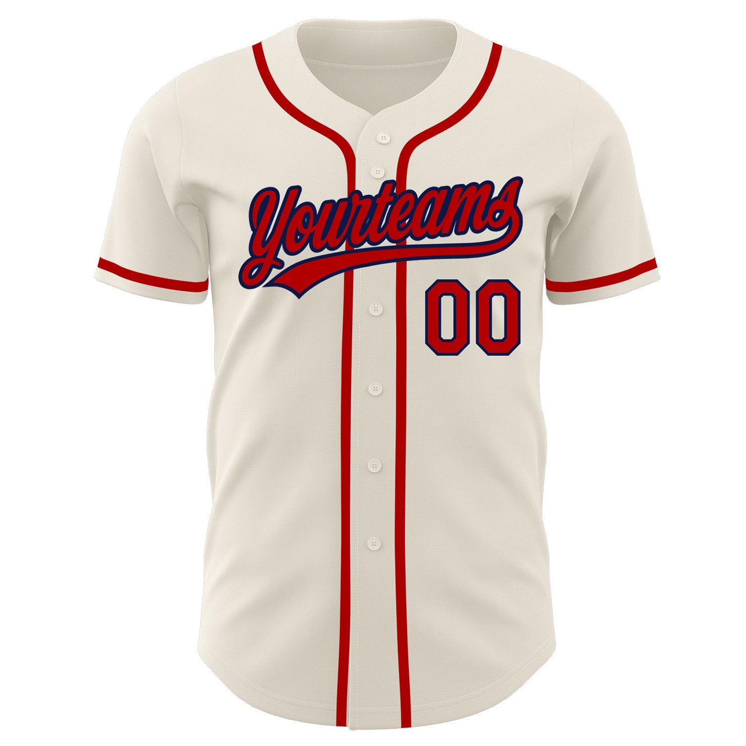 Custom Cream Red-Navy Authentic Baseball Jersey - Sky-Custom