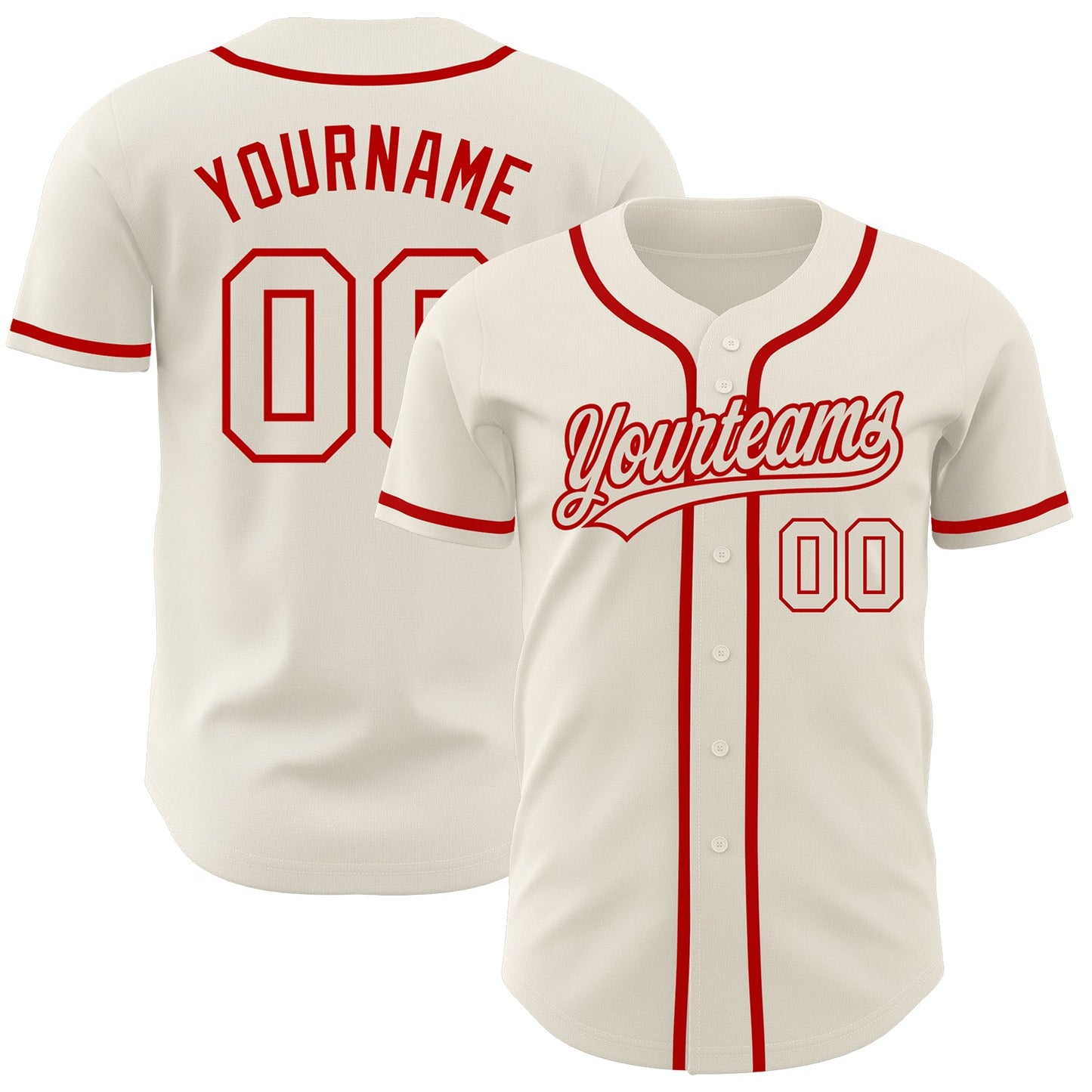 Custom Cream Cream-Red Authentic Baseball Jersey - Sky-Custom