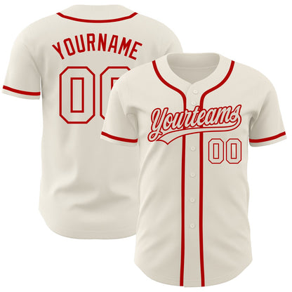 Custom Cream Cream-Red Authentic Baseball Jersey - Sky-Custom