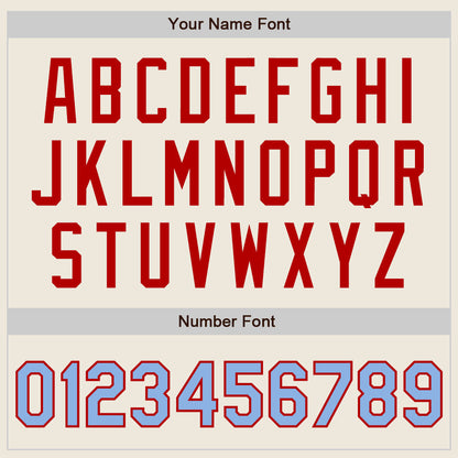 Custom Cream Light Blue-Red Authentic Baseball Jersey - Sky-Custom