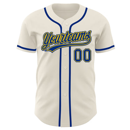 Custom Cream Royal-Gold Authentic Baseball Jersey - Sky-Custom