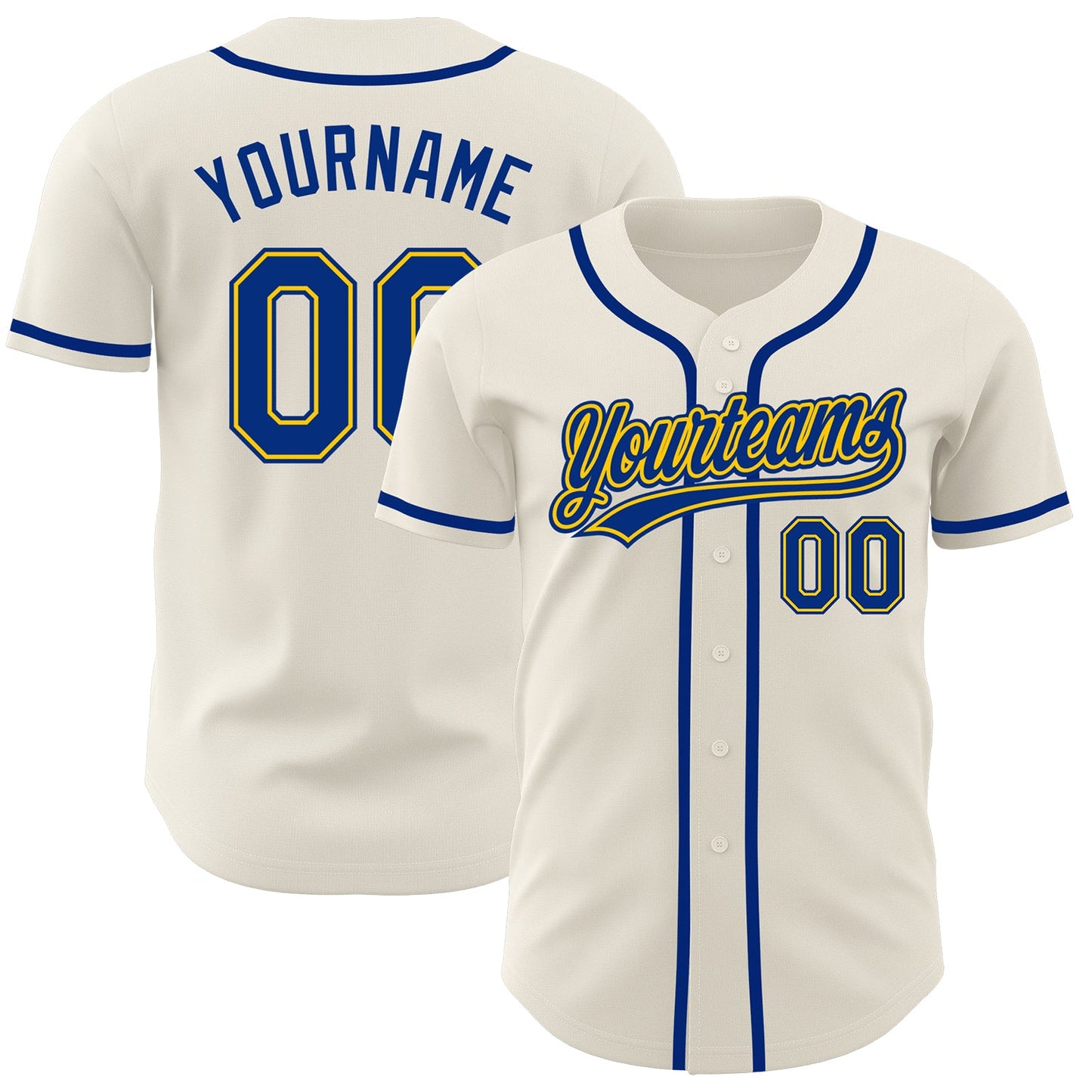 Custom Cream Royal-Gold Authentic Baseball Jersey - Sky-Custom