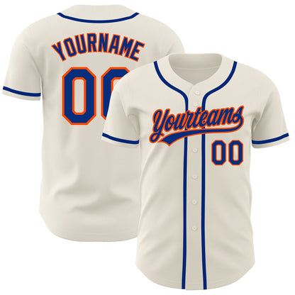 Custom Cream Royal-Orange Authentic Baseball Jersey - Sky-Custom
