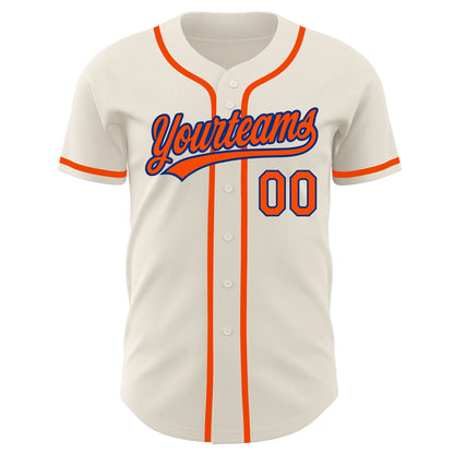 Custom Cream Orange-Royal Authentic Baseball Jersey - Sky-Custom