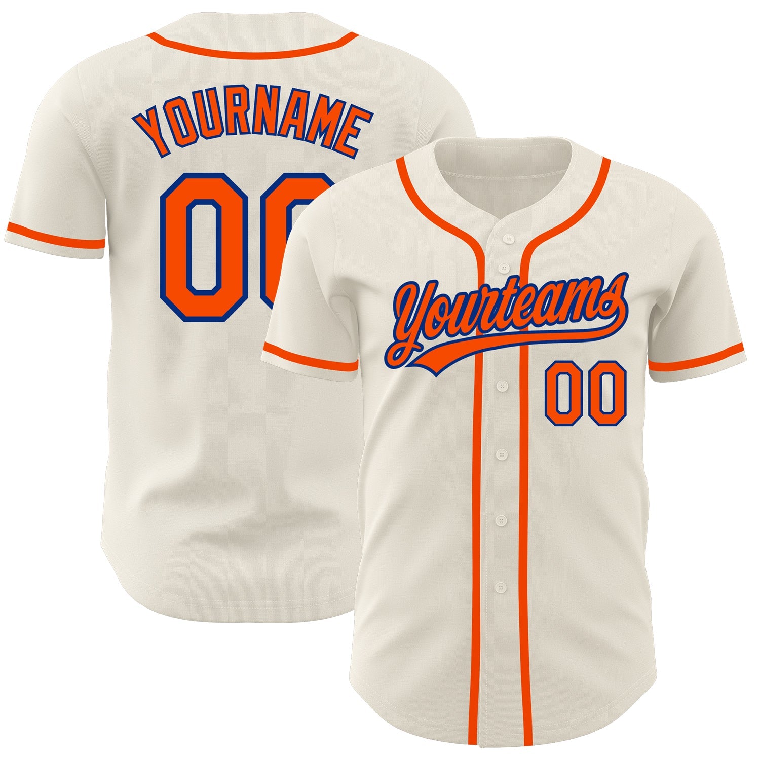 Custom Cream Orange-Royal Authentic Baseball Jersey - Sky-Custom
