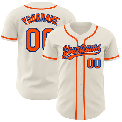 Custom Cream Orange-Royal Authentic Baseball Jersey - Sky-Custom