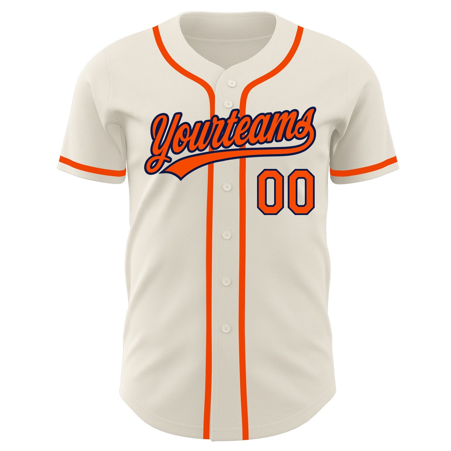 Custom Cream Orange-Navy Authentic Baseball Jersey - Sky-Custom