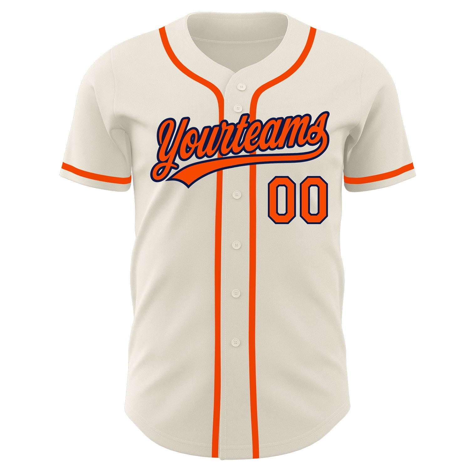 Custom Cream Orange-Navy Authentic Baseball Jersey - Sky-Custom
