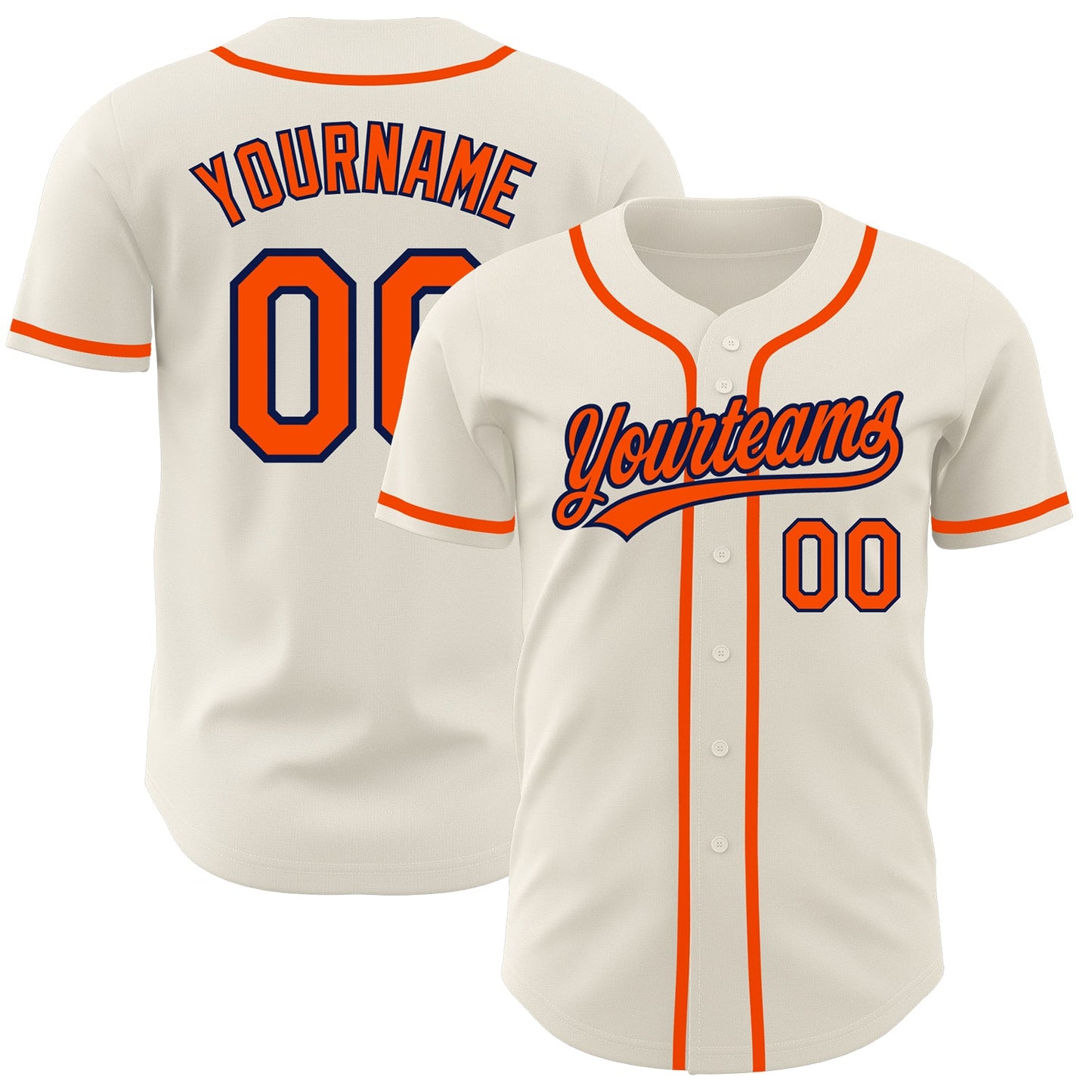 Custom Cream Orange-Navy Authentic Baseball Jersey - Sky-Custom