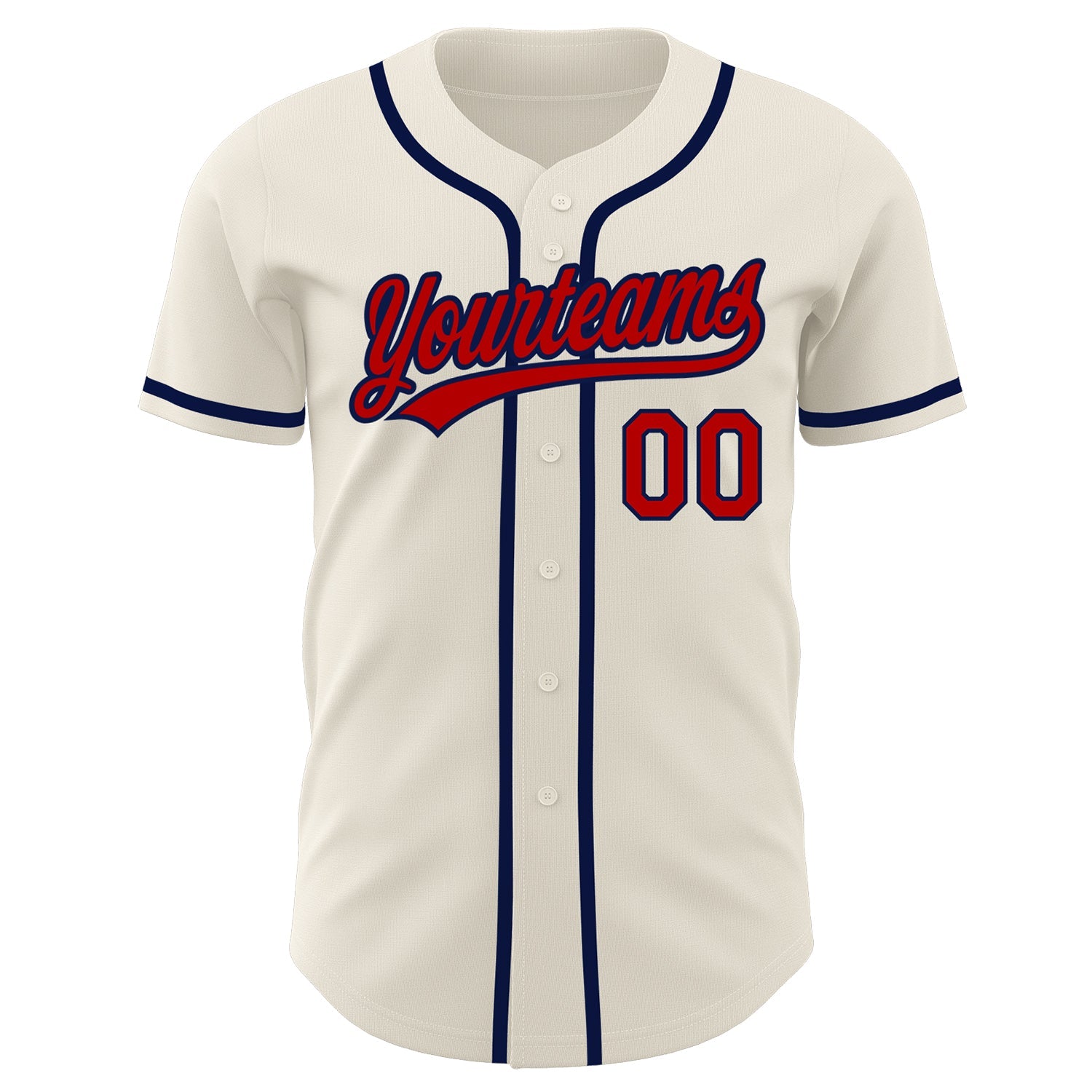 Custom Cream Red-Navy Authentic Baseball Jersey - Sky-Custom