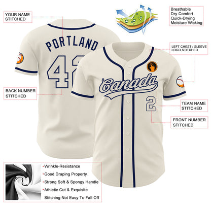 Custom Cream Cream-Navy Authentic Baseball Jersey - Sky-Custom