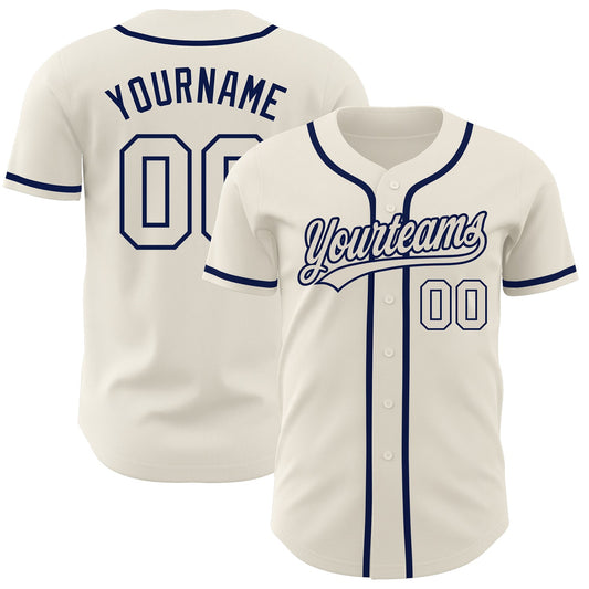 Custom Cream Cream-Navy Authentic Baseball Jersey - Sky-Custom